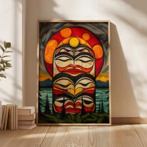 Colorful Abstract Canadian Aboriginal Style Artwork, Vibrant Indigenous Art Print for Living Spaces, Great Inuit Style Wall Art for Housewarming Gift - photo #6