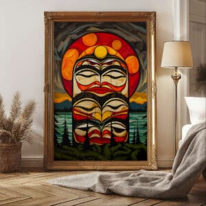 Colorful Abstract Canadian Aboriginal Style Artwork, Vibrant Indigenous Art Print for Living Spaces, Great Inuit Style Wall Art for Housewarming Gift - photo #3