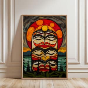 Colorful Abstract Canadian Aboriginal Style Artwork, Vibrant Indigenous Art Print for Living Spaces, Great Inuit Style Wall Art for Housewarming Gift - photo #2