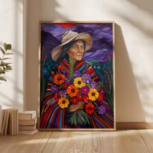 Vibrant Grandmother Canadian Aboriginal Style Print, Colorful Native & Indigenous Artwork for Home Décor, Maximalist Housewarming Gift - photo #9