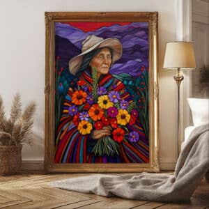 Vibrant Grandmother Canadian Aboriginal Style Print, Colorful Native & Indigenous Artwork for Home Décor, Maximalist Housewarming Gift - photo #4