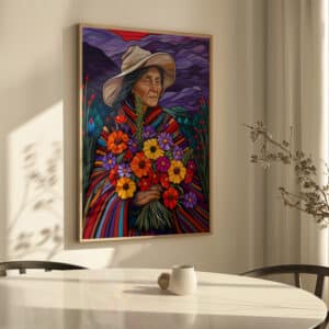 Vibrant Grandmother Canadian Aboriginal Style Print, Colorful Native & Indigenous Artwork for Home Décor, Maximalist Housewarming Gift - photo #5