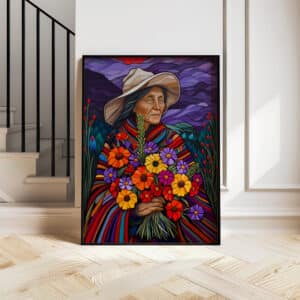 Vibrant Grandmother Canadian Aboriginal Style Print, Colorful Native & Indigenous Artwork for Home Décor, Maximalist Housewarming Gift - photo #7