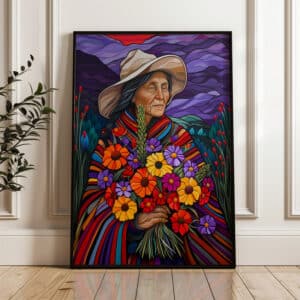 Vibrant Grandmother Canadian Aboriginal Style Print, Colorful Native & Indigenous Artwork for Home Décor, Maximalist Housewarming Gift - photo #3