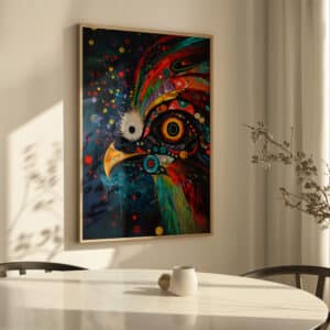 Colorful Eagle Wall Art Inspired by Indigenous Art, Eye-catching Canadian Aboriginal Style Decor, Ideal for Maximalist Gifts & Cultural Appreciation - photo #2