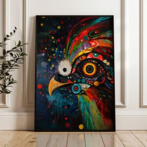 Colorful Eagle Wall Art Inspired by Indigenous Art, Eye-catching Canadian Aboriginal Style Decor, Ideal for Maximalist Gifts & Cultural Appreciation - photo #6