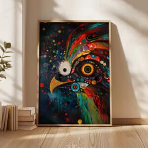 Colorful Eagle Wall Art Inspired by Indigenous Art, Eye-catching Canadian Aboriginal Style Decor, Ideal for Maximalist Gifts & Cultural Appreciation - photo #7