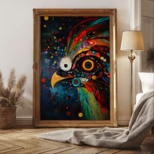 Colorful Eagle Wall Art Inspired by Indigenous Art, Eye-catching Canadian Aboriginal Style Decor, Ideal for Maximalist Gifts & Cultural Appreciation - photo #4