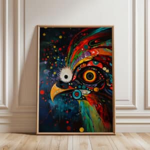 Colorful Eagle Wall Art Inspired by Indigenous Art, Eye-catching Canadian Aboriginal Style Decor, Ideal for Maximalist Gifts & Cultural Appreciation - photo #3