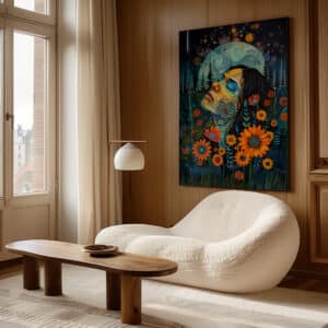 Floral Woman Portrait Print Inspired by Indigenous Art, Colorful Maximalist Wall Art for Home Decor, Canadian Aboriginal Artwork Housewarming Gift - photo #1