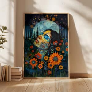 Floral Woman Portrait Print Inspired by Indigenous Art, Colorful Maximalist Wall Art for Home Decor, Canadian Aboriginal Artwork Housewarming Gift - photo #9