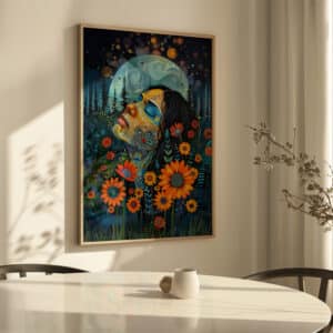 Floral Woman Portrait Print Inspired by Indigenous Art, Colorful Maximalist Wall Art for Home Decor, Canadian Aboriginal Artwork Housewarming Gift - photo #5