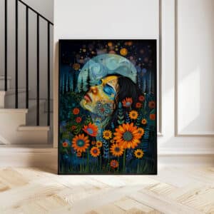 Floral Woman Portrait Print Inspired by Indigenous Art, Colorful Maximalist Wall Art for Home Decor, Canadian Aboriginal Artwork Housewarming Gift - photo #7