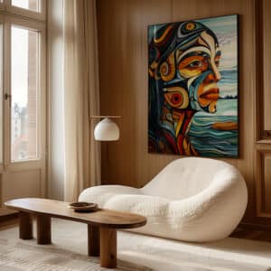 Abstract Portrait Print Inspired by Canadian Aboriginal Art, Vibrant and Meaningful Indigenous Style Wall Art for Your Space, Maximalist Gift Choice - photo #2