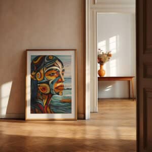 Abstract Portrait Print Inspired by Canadian Aboriginal Art, Vibrant and Meaningful Indigenous Style Wall Art for Your Space, Maximalist Gift Choice - photo #8