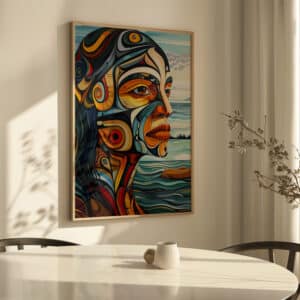 Abstract Portrait Print Inspired by Canadian Aboriginal Art, Vibrant and Meaningful Indigenous Style Wall Art for Your Space, Maximalist Gift Choice - photo #6