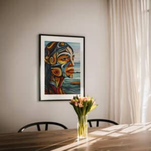 Abstract Portrait Print Inspired by Canadian Aboriginal Art, Vibrant and Meaningful Indigenous Style Wall Art for Your Space, Maximalist Gift Choice - photo #3