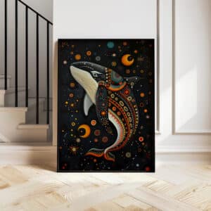 Maximalist Canadian Art for Unique Wall Decor, Black Killer Whale Print in Indigenous First Nations Art Style, Wall Decor and Housewarming Gift - photo #7