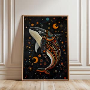 Maximalist Canadian Art for Unique Wall Decor, Black Killer Whale Print in Indigenous First Nations Art Style, Wall Decor and Housewarming Gift - photo #2