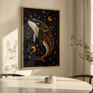 Maximalist Canadian Art for Unique Wall Decor, Black Killer Whale Print in Indigenous First Nations Art Style, Wall Decor and Housewarming Gift - photo #1