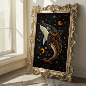 Maximalist Canadian Art for Unique Wall Decor, Black Killer Whale Print in Indigenous First Nations Art Style, Wall Decor and Housewarming Gift - photo #6