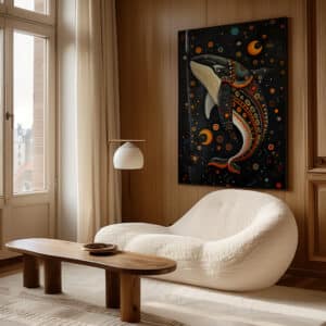 Maximalist Canadian Art for Unique Wall Decor, Black Killer Whale Print in Indigenous First Nations Art Style, Wall Decor and Housewarming Gift - photo #4