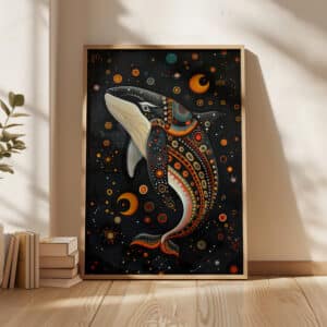 Maximalist Canadian Art for Unique Wall Decor, Black Killer Whale Print in Indigenous First Nations Art Style, Wall Decor and Housewarming Gift - photo #10