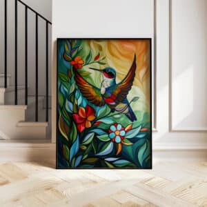 Vibrant Hummingbird Canadian Aboriginal Style Artwork, Maximalist and Indigenous-Inspired Print for Bold Decor, Perfect Housewarming & Wedding Gift - photo #10