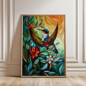 Vibrant Hummingbird Canadian Aboriginal Style Artwork, Maximalist and Indigenous-Inspired Print for Bold Decor, Perfect Housewarming & Wedding Gift - photo #2