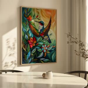 Vibrant Hummingbird Canadian Aboriginal Style Artwork, Maximalist and Indigenous-Inspired Print for Bold Decor, Perfect Housewarming & Wedding Gift - photo #1