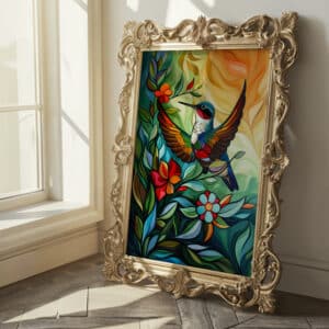 Vibrant Hummingbird Canadian Aboriginal Style Artwork, Maximalist and Indigenous-Inspired Print for Bold Decor, Perfect Housewarming & Wedding Gift - photo #9