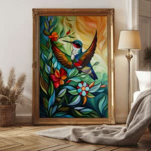 Vibrant Hummingbird Canadian Aboriginal Style Artwork, Maximalist and Indigenous-Inspired Print for Bold Decor, Perfect Housewarming & Wedding Gift - photo #4