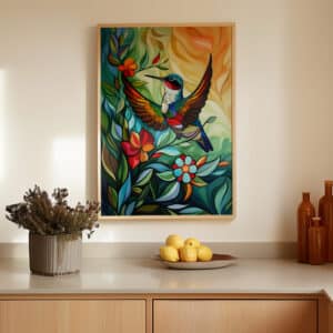 Vibrant Hummingbird Canadian Aboriginal Style Artwork, Maximalist and Indigenous-Inspired Print for Bold Decor, Perfect Housewarming & Wedding Gift - photo #5