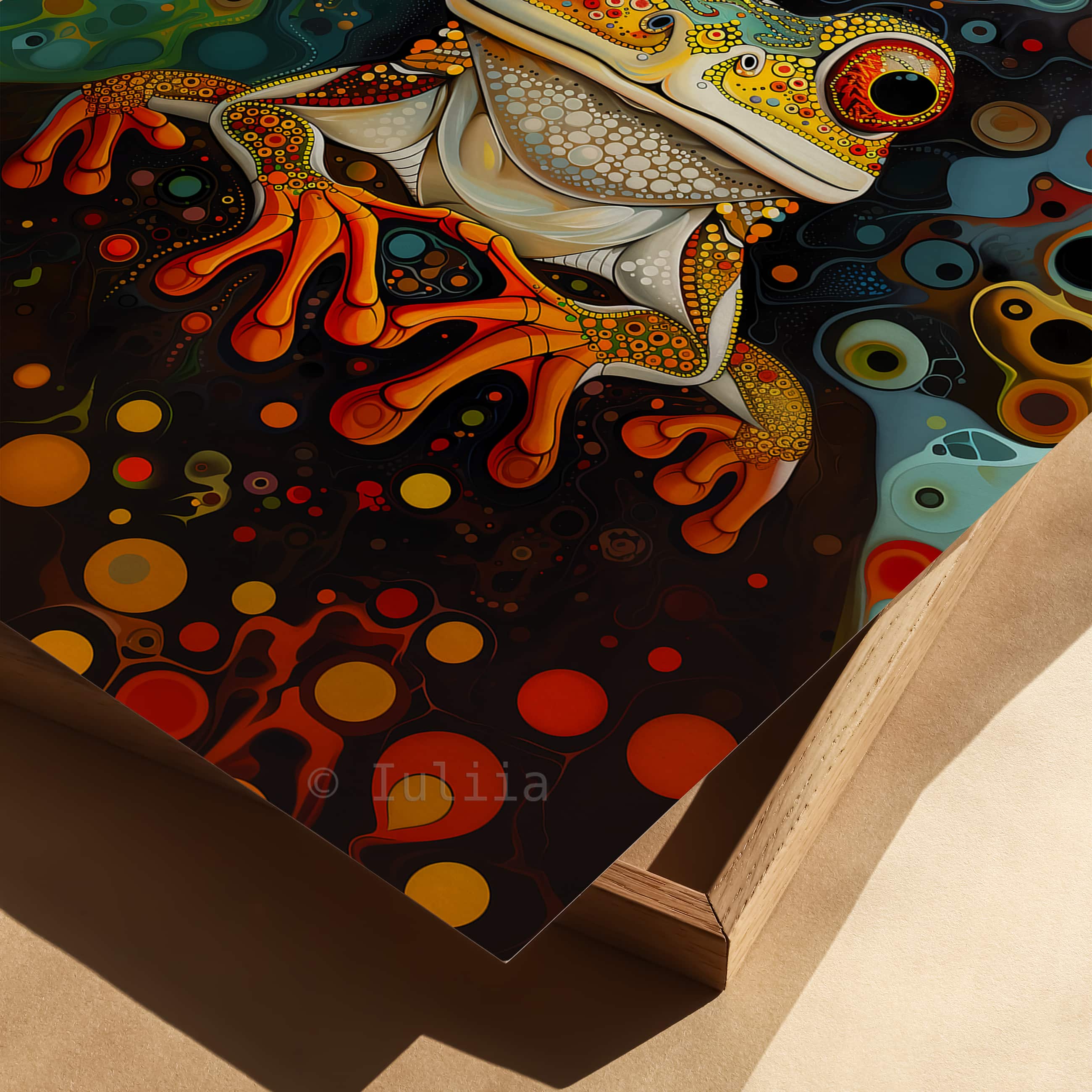 Colorful Frog Canadian Aboriginal Style Artwork, Maximalist and Inuit Print for Stylish Home Decor, Perfect Dopamine Native Housewarming Gift Art - photo #1