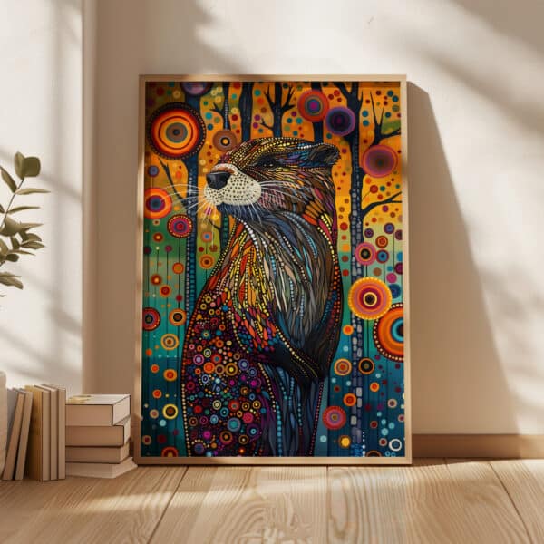 Colorful Beaver Print Inspired by Indigenous Art, Vibrant Animal Canadian Aboriginal & Inuit Artwork for Unique Home Decor, Housewarming Gift