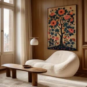 Vibrant Blooming Tree of Life Inspired by Indian Folk Art, Madhubani & Pichwai Styles Wall Decor for Housewarming or Wedding Gift - photo #7