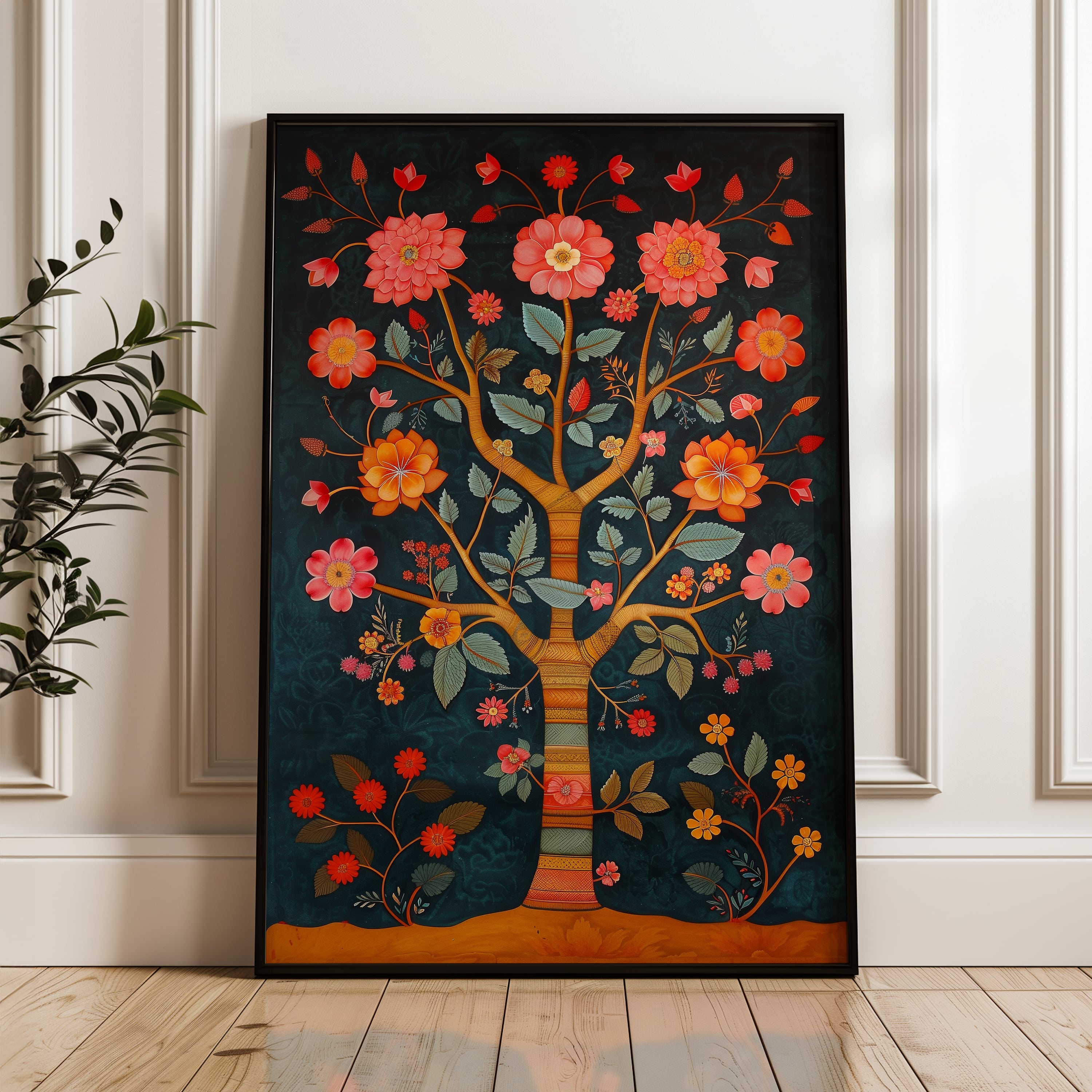 Traditional Madhubani Style Tree of Life Artwork, Stunning Pichwai Style Print Wall Art for Home Decor, Ideal Indian Gift for Any Occasion