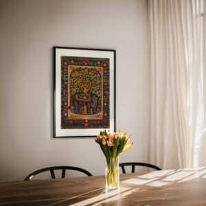 Black Indian Elephant Print, Colorful Pichwai Painting Style Artwork, Traditional Indian Art for Home & Office Wall, Thoughtful Wedding Gift - photo #9