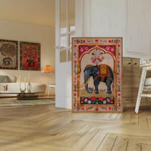 Pink Indian Elephant Print, Vibrant Madhubani Folk Art Wall Decor for Home, Mughal Artwork for Living Room, Perfect Housewarming or Wedding Gift - photo #3