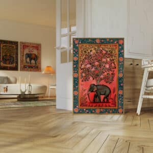 Vibrant Pink Indian Elephant Artwork, Colorful Madhubani Print for Home Decor, Decorative Mughal-Inspired Wall Art Unique Wedding Gift Idea - photo #2