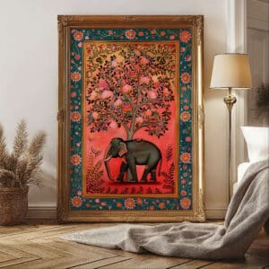 Vibrant Pink Indian Elephant Artwork, Colorful Madhubani Print for Home Decor, Decorative Mughal-Inspired Wall Art Unique Wedding Gift Idea - photo #3