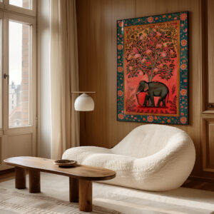 Vibrant Pink Indian Elephant Artwork, Colorful Madhubani Print for Home Decor, Decorative Mughal-Inspired Wall Art Unique Wedding Gift Idea - photo #5