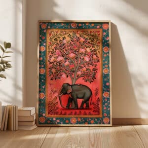 Vibrant Pink Indian Elephant Artwork, Colorful Madhubani Print for Home Decor, Decorative Mughal-Inspired Wall Art Unique Wedding Gift Idea - photo #8