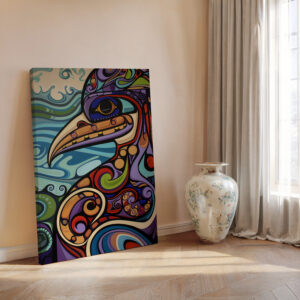 Eagle Aboriginal Style Artwork, Colorful Bird Canadian Indigenous-Inspired Print on Canvas for Home Decor, Unique Housewarming Gift Idea - photo #3