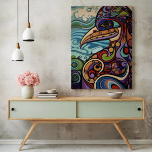 Eagle Aboriginal Style Artwork, Colorful Bird Canadian Indigenous-Inspired Print on Canvas for Home Decor, Unique Housewarming Gift Idea - photo #2