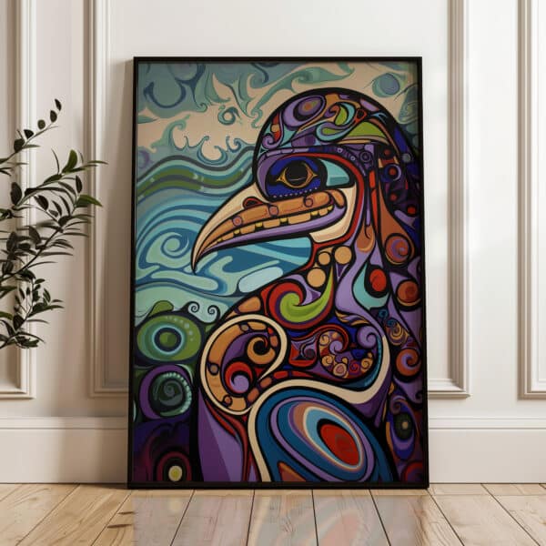 Eagle First Nations Style Wall Art, Vibrant Aboriginal Canadian and Indigenous Inspired Print for Unique Home Decor, Perfect Housewarming Gift