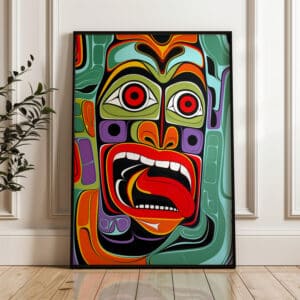 Inuit and First Nations-Inspired Wall Art, Colorful Abstract & Aboriginal Canada Style Print for Contemporary Home Decor, Unique Housewarming Gift