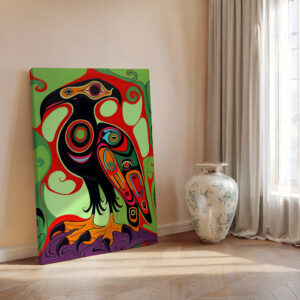 Eagle Bird Canvas Print Inspired by Canadian Inuit Art, Extra Large Colorful Aboriginal Indigenous Style Artwork, Wall Decor Gift for Nature Lovers - photo #15