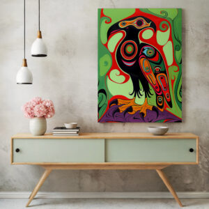 Eagle Bird Canvas Print Inspired by Canadian Inuit Art, Extra Large Colorful Aboriginal Indigenous Style Artwork, Wall Decor Gift for Nature Lovers - photo #7