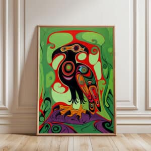 Colorful Eagle Indigenous-Inspired Print, Stunning Bird Canadian Aboriginal Style Artwork for Unique Wall Decor, Perfect Art Housewarming Gift